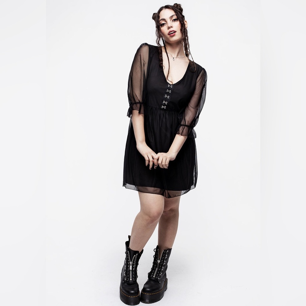 Disturbia Sisterhood Ruched Hook & Eye Mini Skater Dress US 4 / UK 8